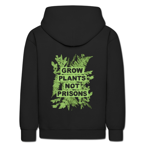 KIDS grow plants not prisons hoodie - black